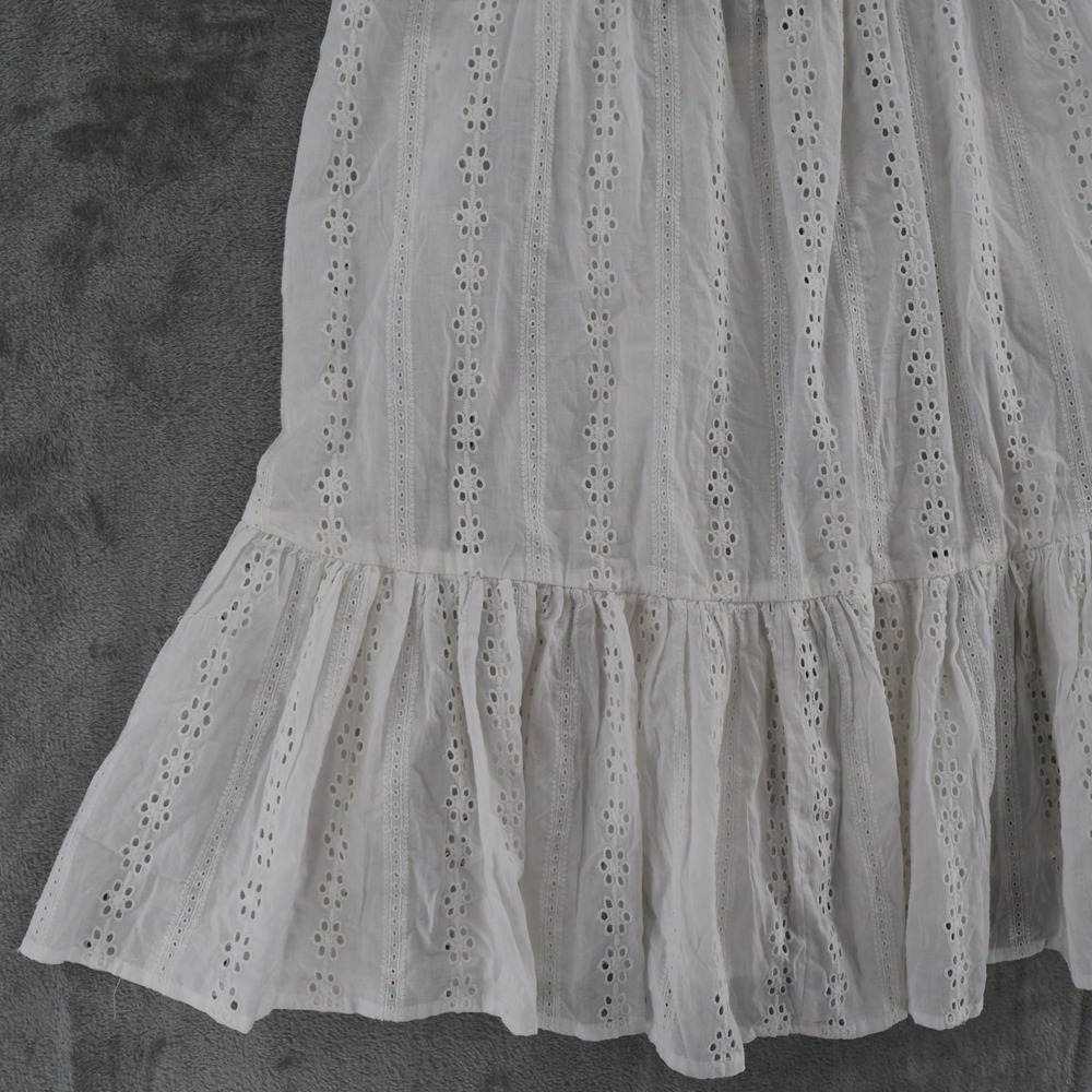 O'Neill Eyelet Mini Dress Womens Medium White Boho Tiered Resor Swim Cover NWT - Picture 7 of 13